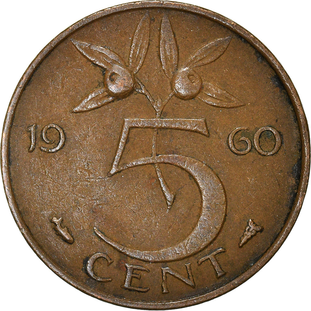 Moeda, Países Baixos, 5 Cents, 1960