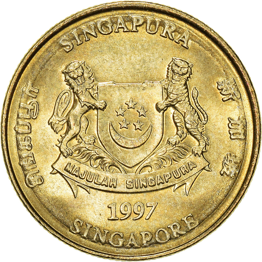 Moeda, Singapura, 5 Cents, 1997