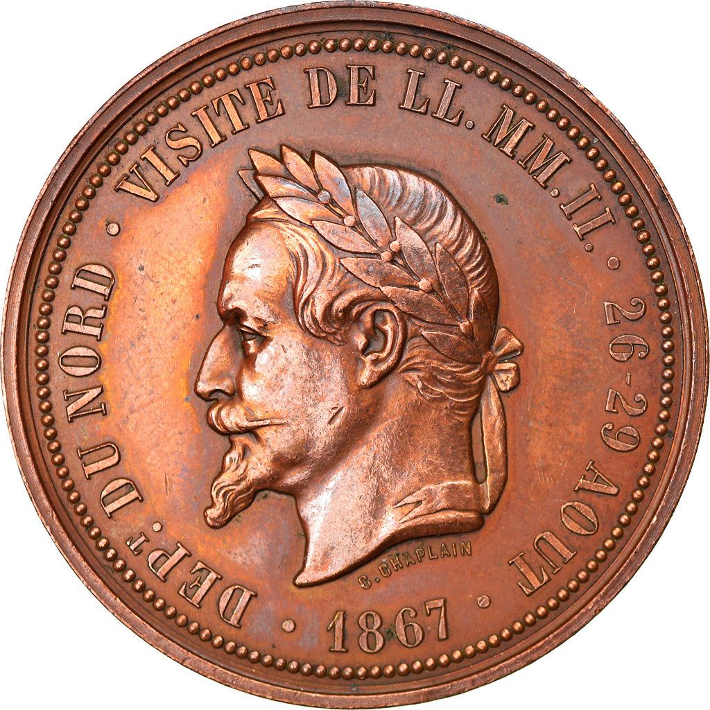 France, Médaille, Napoléon III, Visite de la Chambre de Commerce de Lille