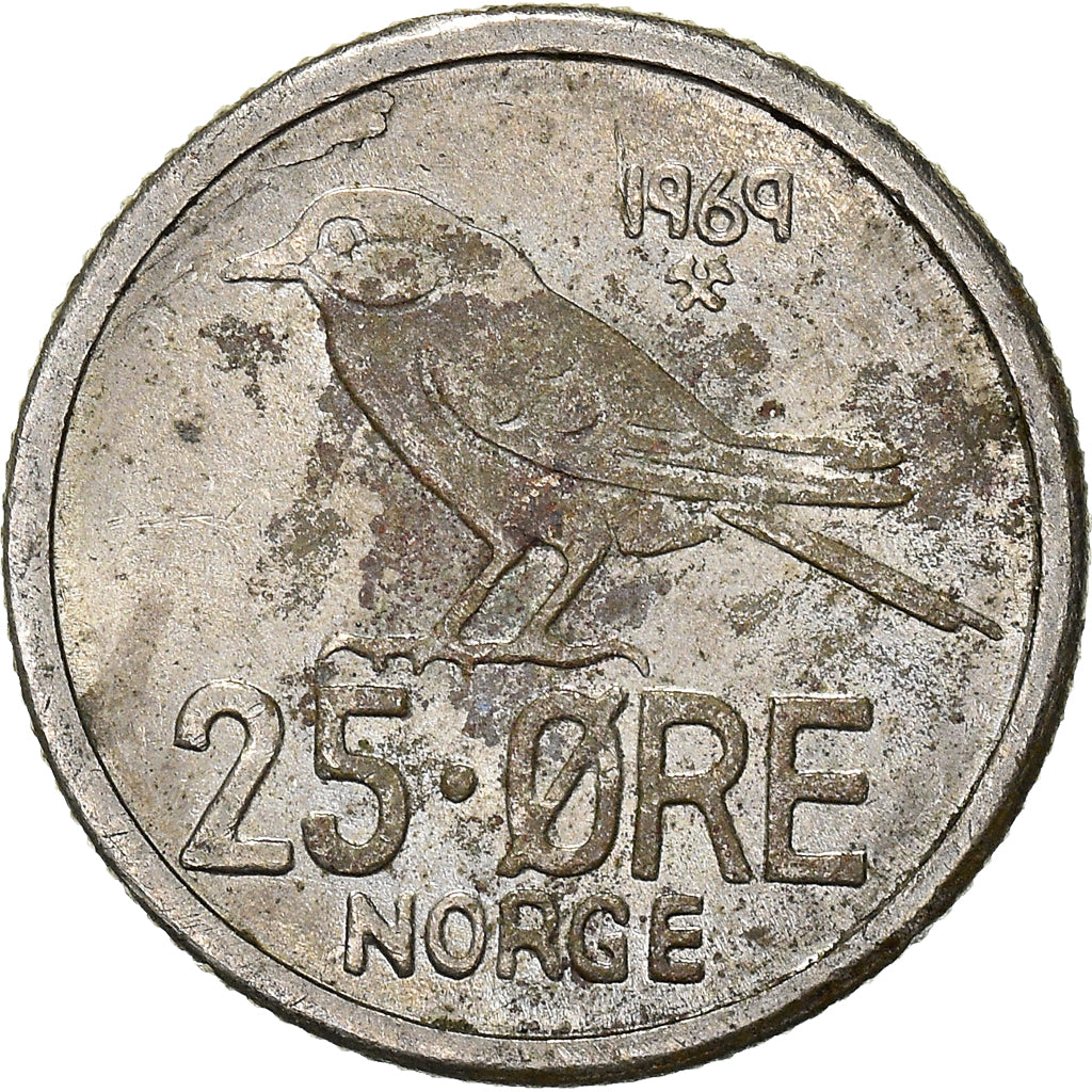 Munten, Noorwegen, 25 Öre, 1969