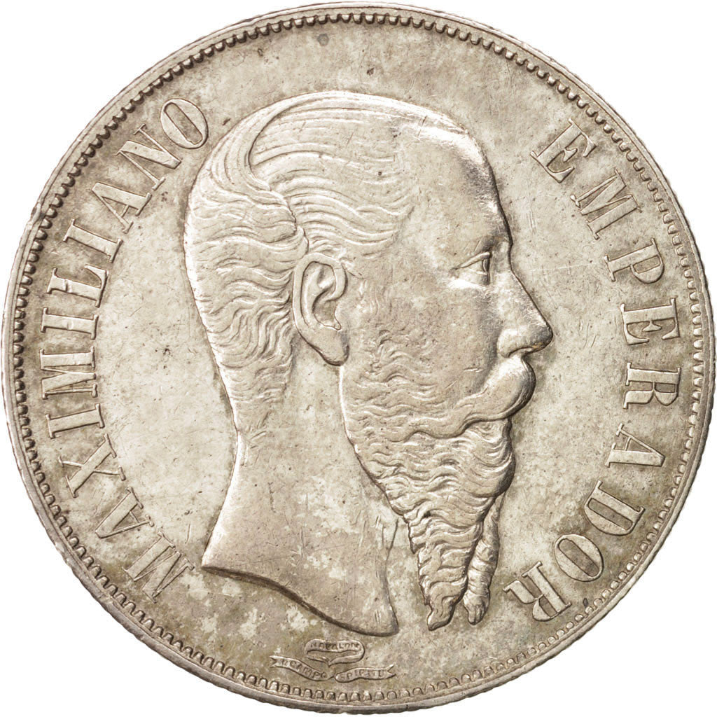 Moneta, Messico, Maximilian, Peso, 1866, Mexico City, SPL-, Argento, KM:388.1