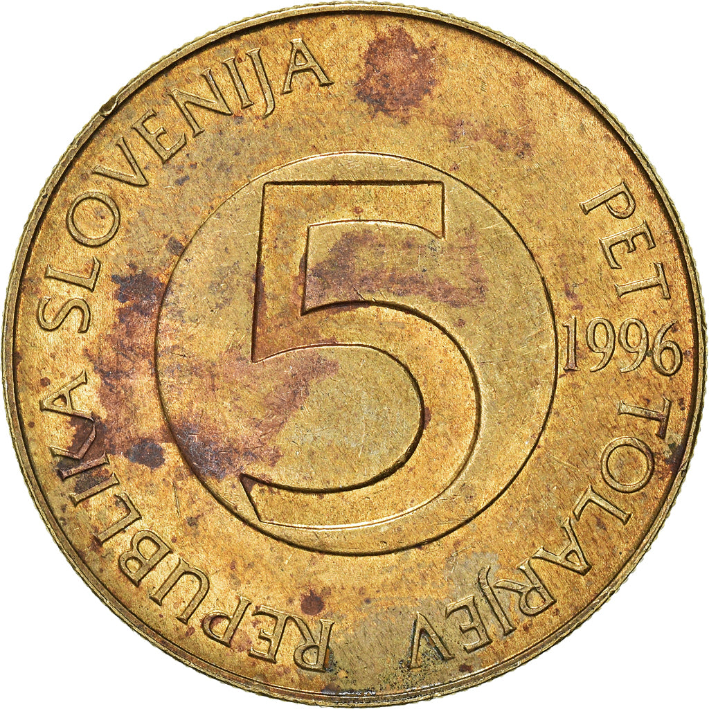 Münze, Slowenien, 5 Tolarjev, 1996