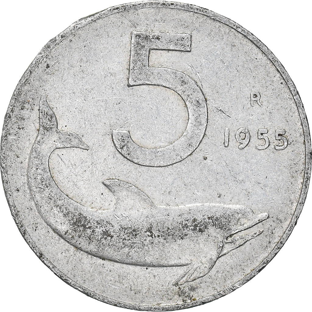Munten, Italië, 5 Lire, 1955