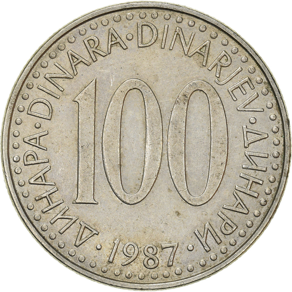 Münze, Jugoslawien, 100 Dinara, 1987