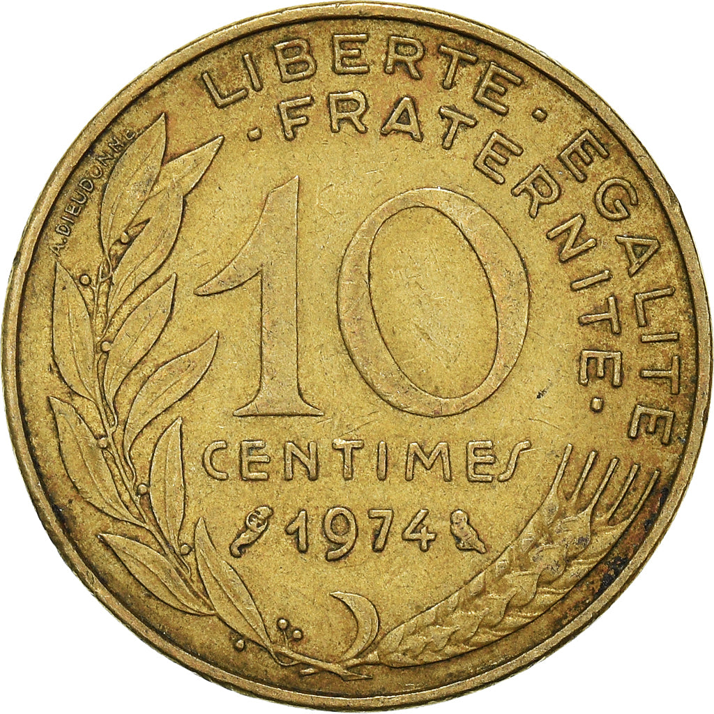 Coin, France, 10 Centimes, 1974
