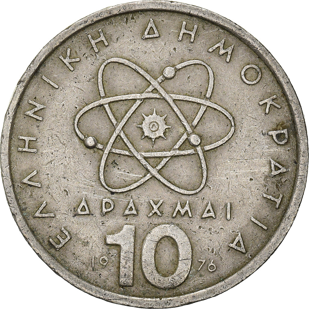 Moneda, Grecia, 10 Drachmai, 1976