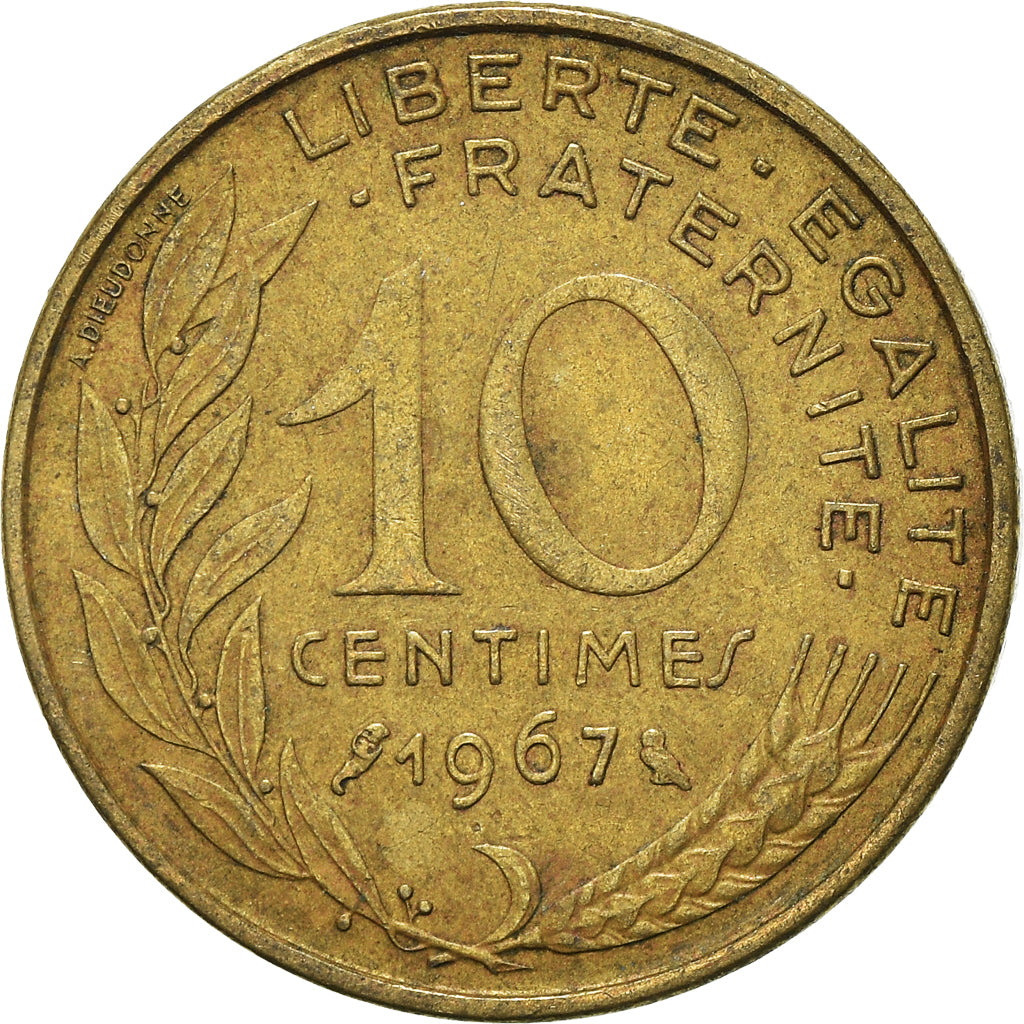 Moeda, França, 10 Centimes, 1967