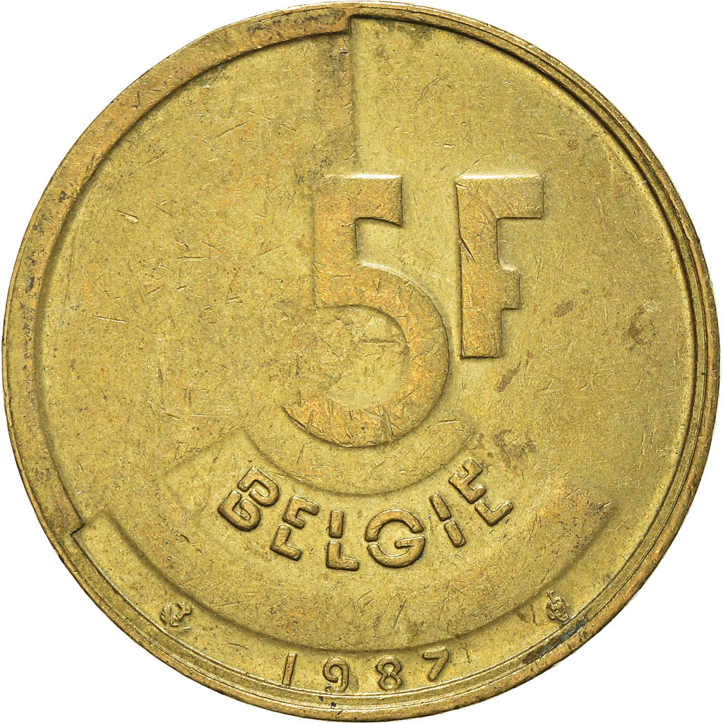 Coin, Belgium, 5 Francs, 5 Frank, 1987