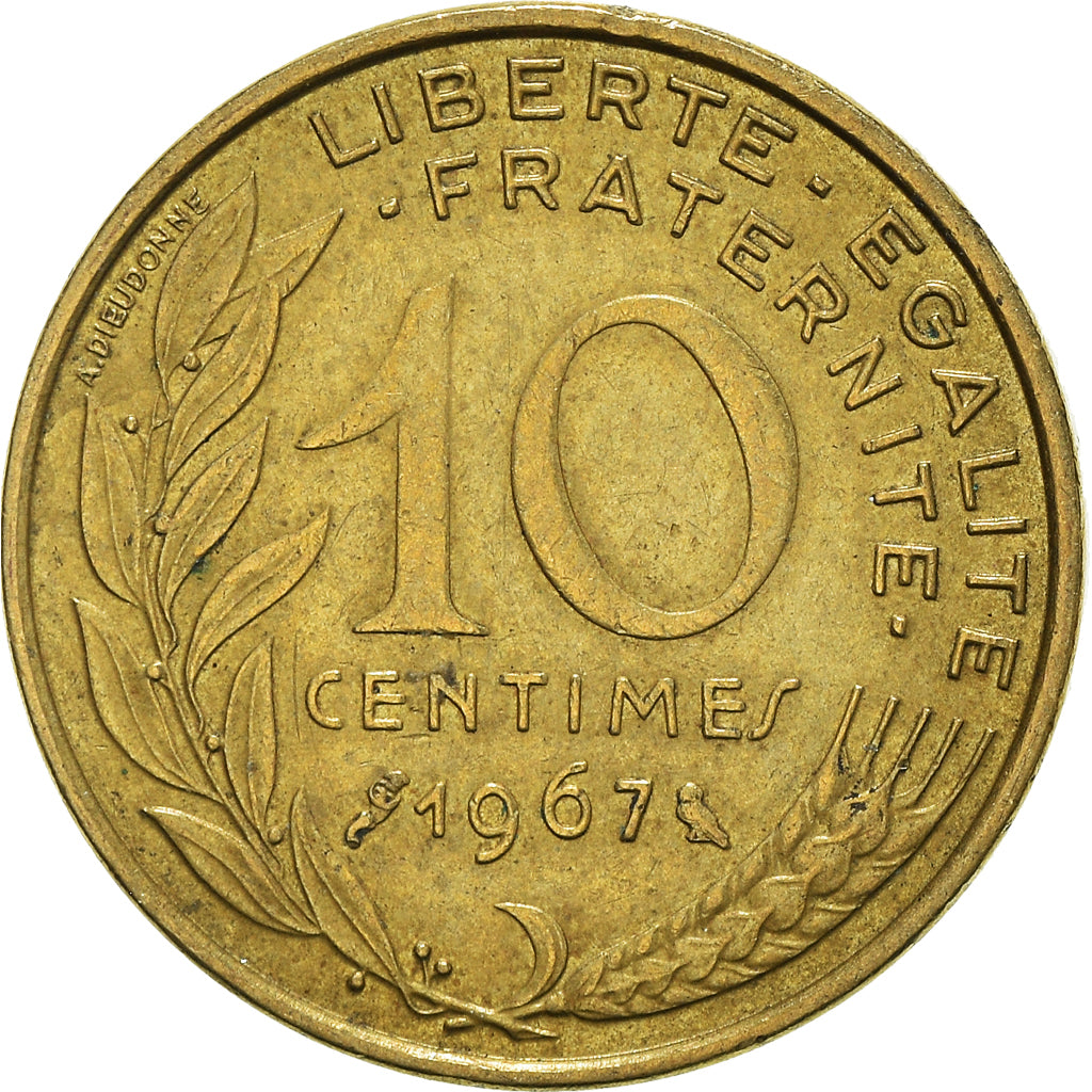 Moeda, França, 10 Centimes, 1967