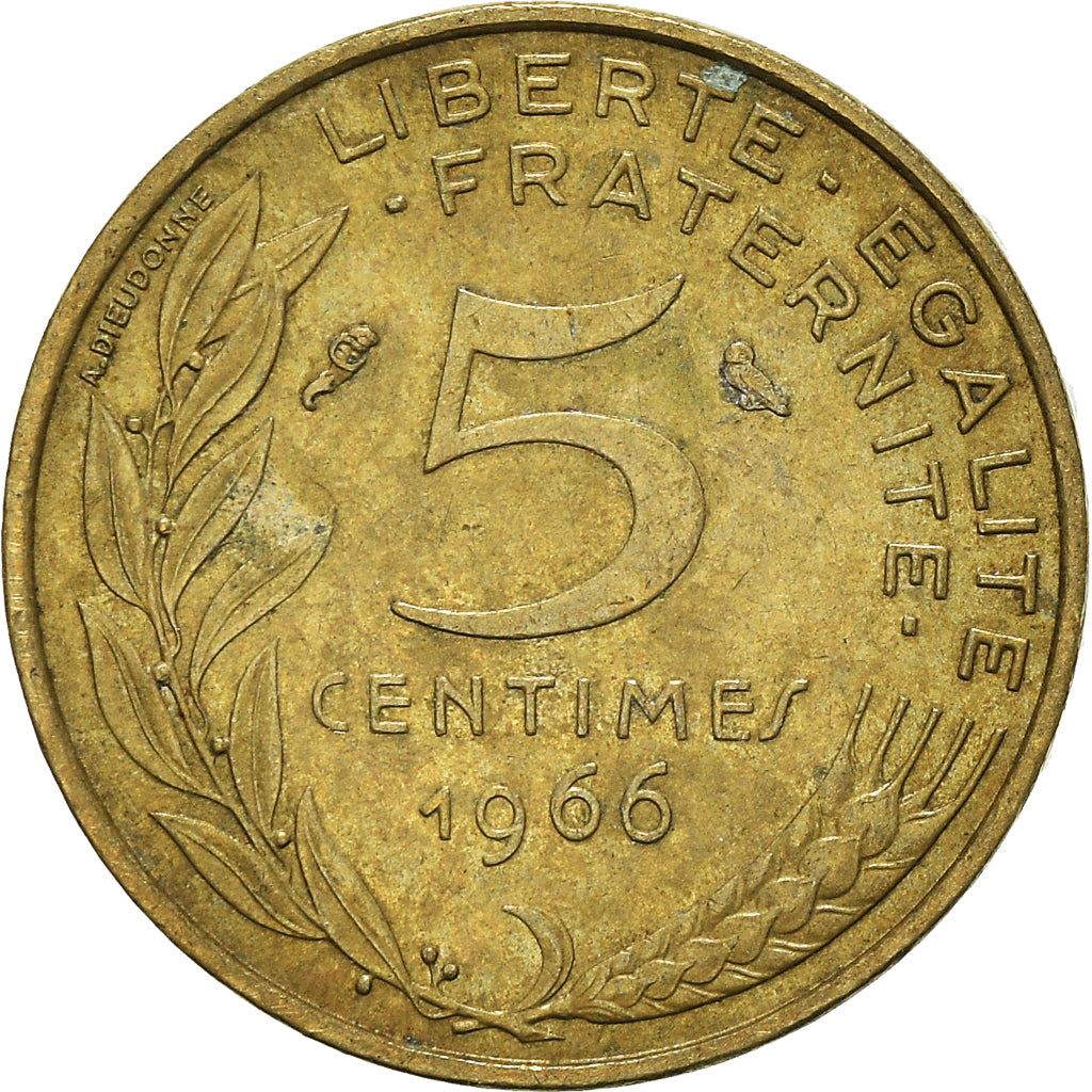 Moneta, Francja, 5 Centimes, 1966