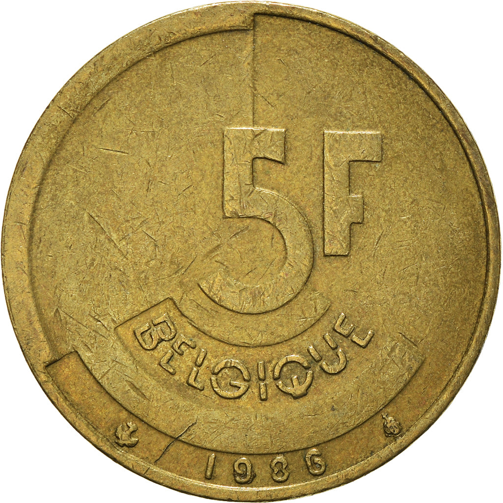 Monnaie, Belgique, 5 Francs, 5 Frank, 1986