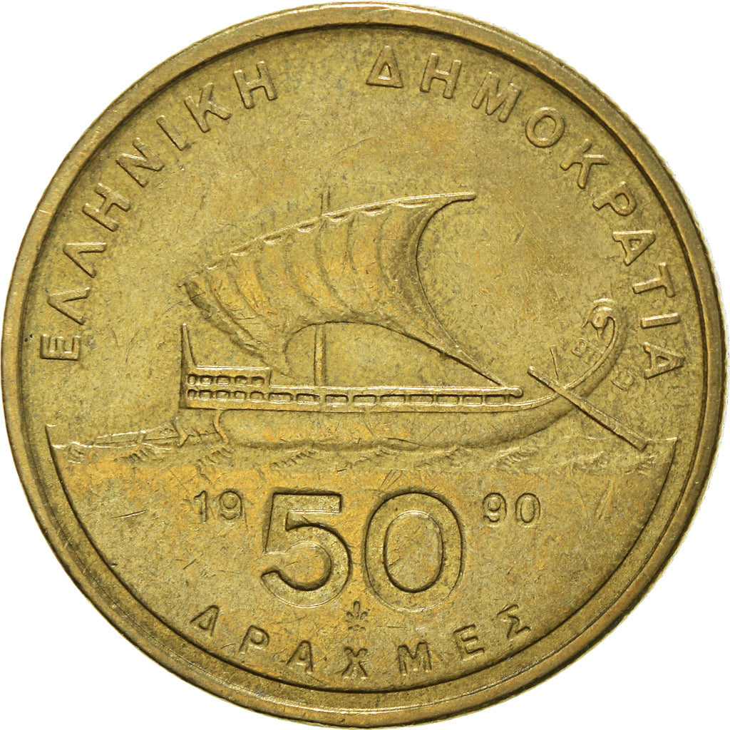 Coin, Greece, 50 Drachmes, 1990