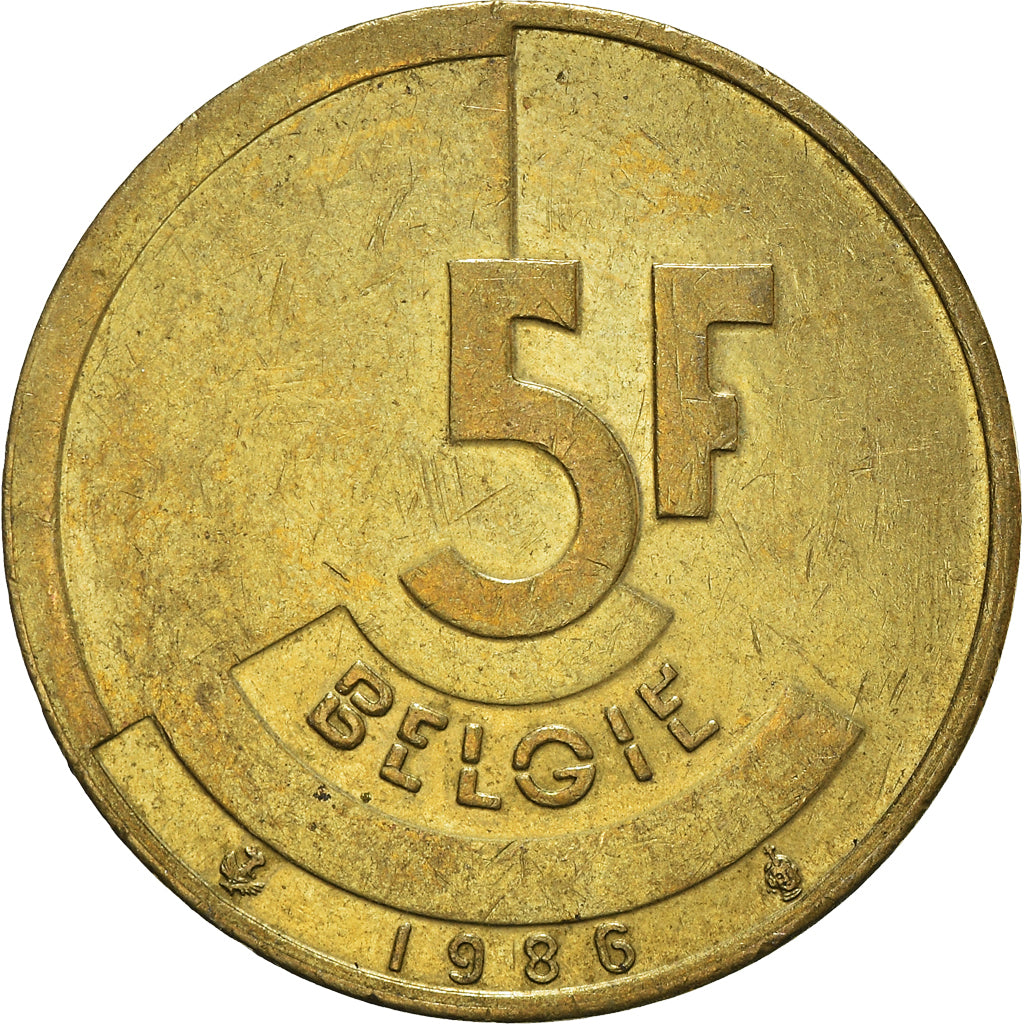 Monnaie, Belgique, 5 Francs, 5 Frank, 1986