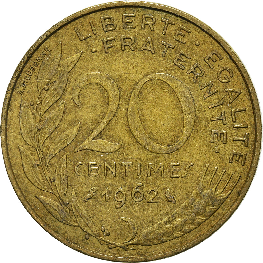 Moeda, França, 20 Centimes, 1962