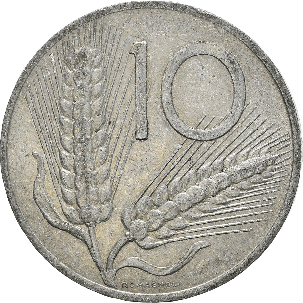 Moeda, Itália, 10 Lire, 1973