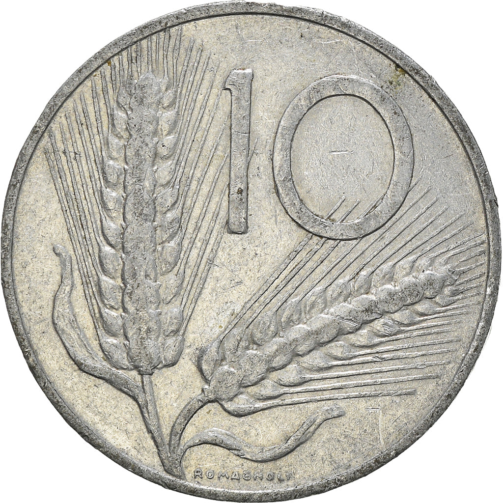 Moeda, Itália, 10 Lire, 1956