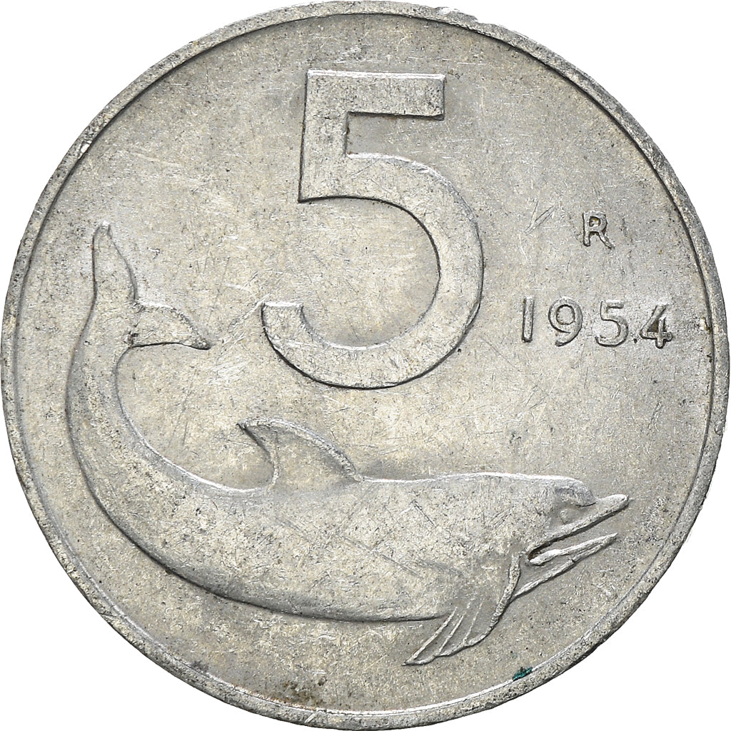 Munten, Italië, 5 Lire, 1954