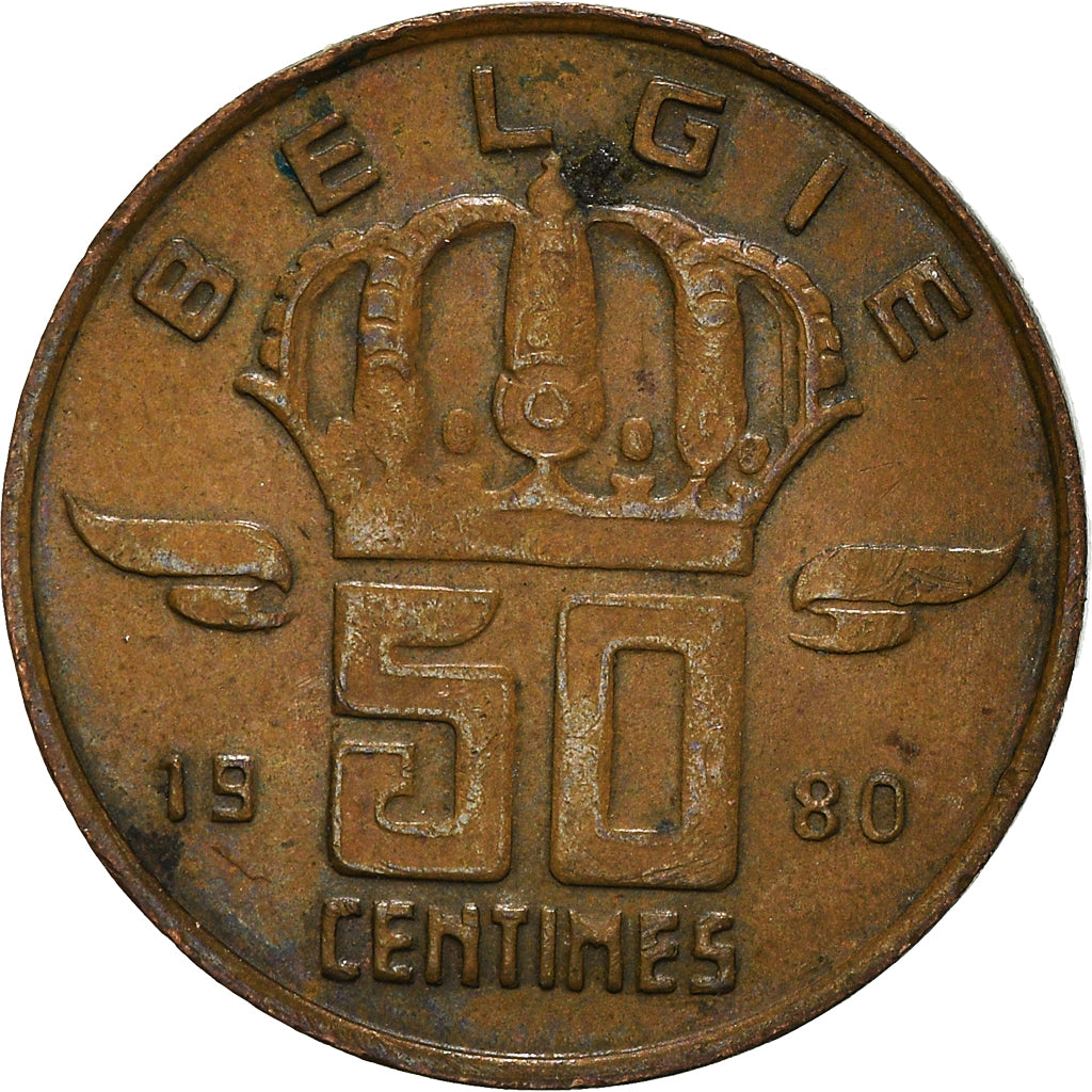Münze, Belgien, 50 Centimes, 1980