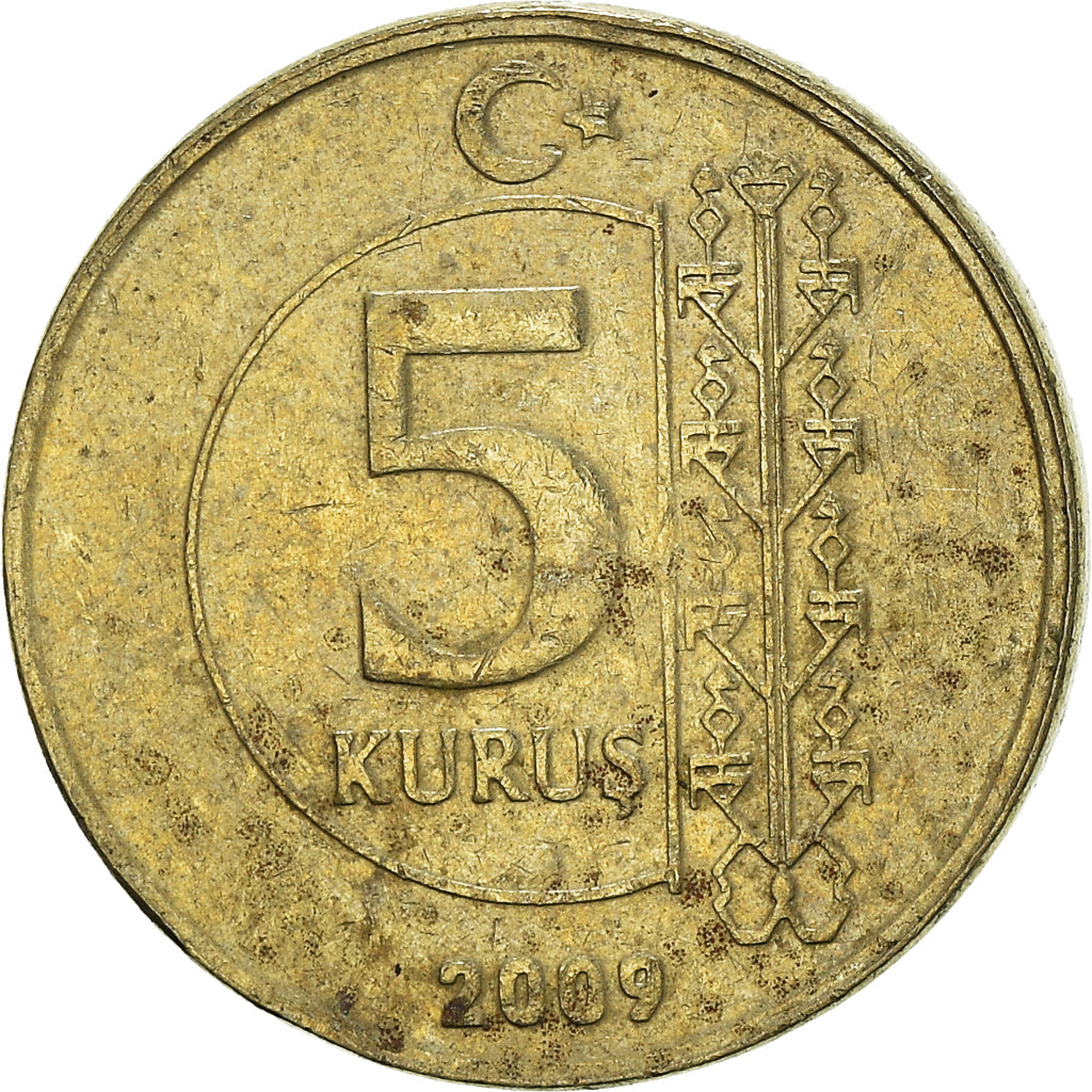 Moneda, Turquía, 5 Kurus, 2009