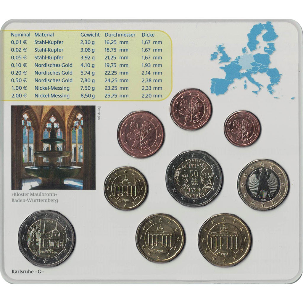 Germany, Euro Set of 9 coins, 2013 G
