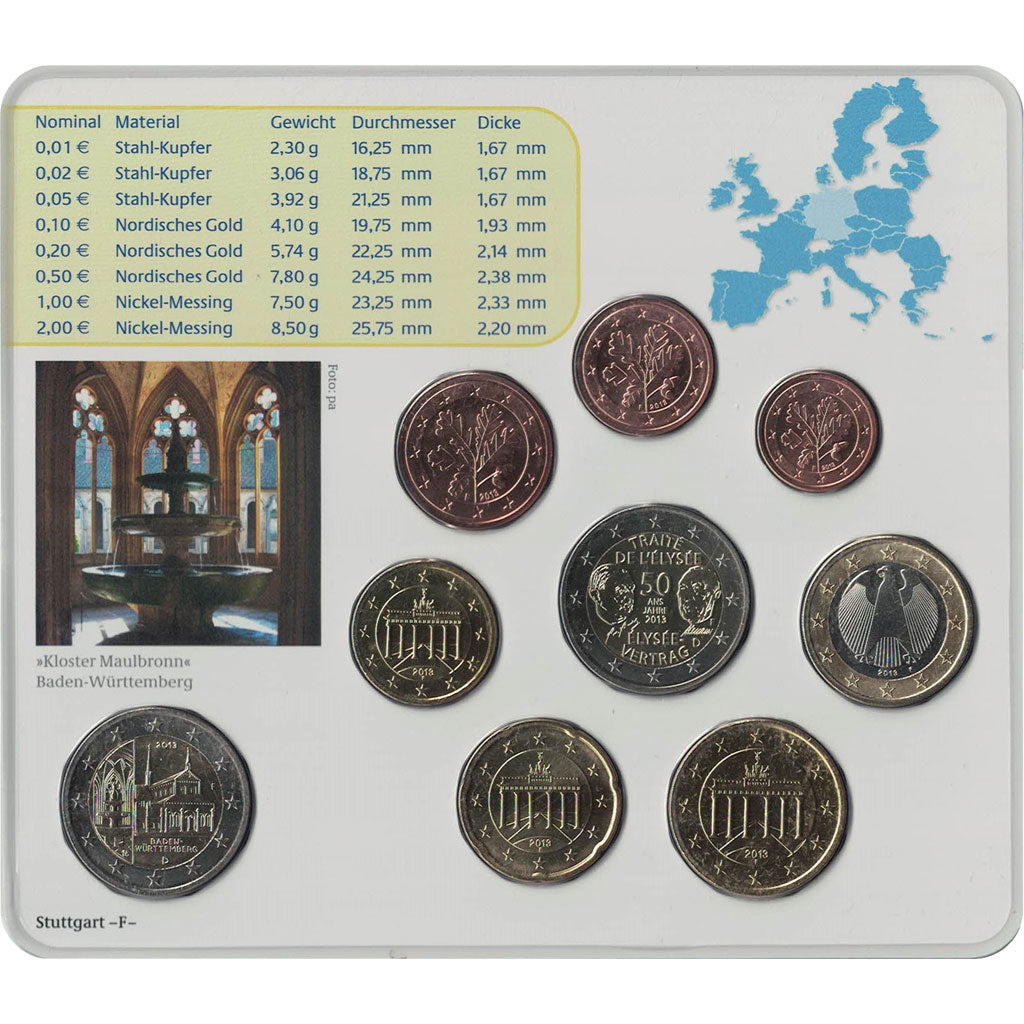 Germany, Euro Set of 9 coins, 2013 F