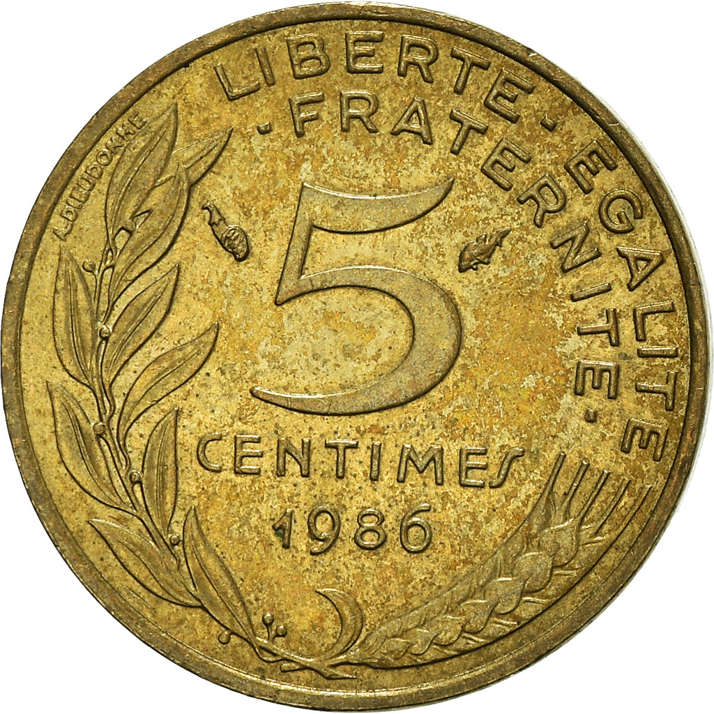 Moneta, Francja, 5 Centimes, 1986