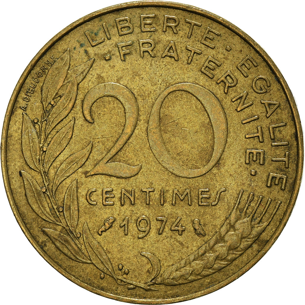 Moeda, França, 20 Centimes, 1974