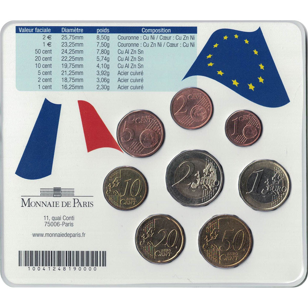 France, Euro Set of 8 coins, Verseau, Monnaie de Paris, 2007