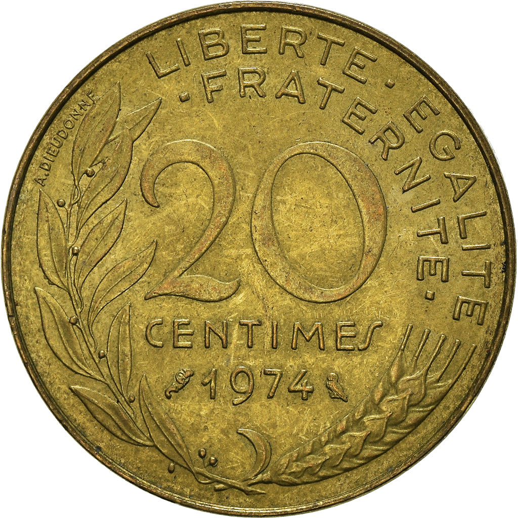 Coin, France, 20 Centimes, 1974
