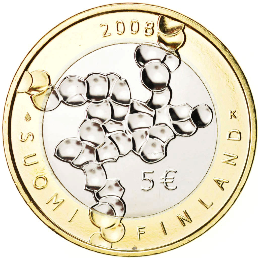 Finland, 5 Euro, 2008, Vantaa, KM:141, MS(65-70), Bi-Metallic