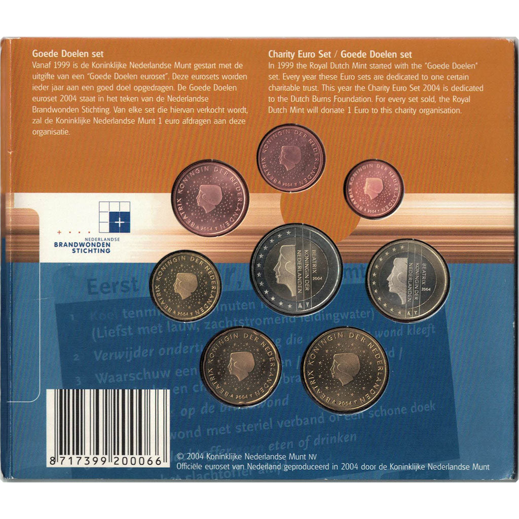 Netherlands, Euro Set of 8 coins, 2004