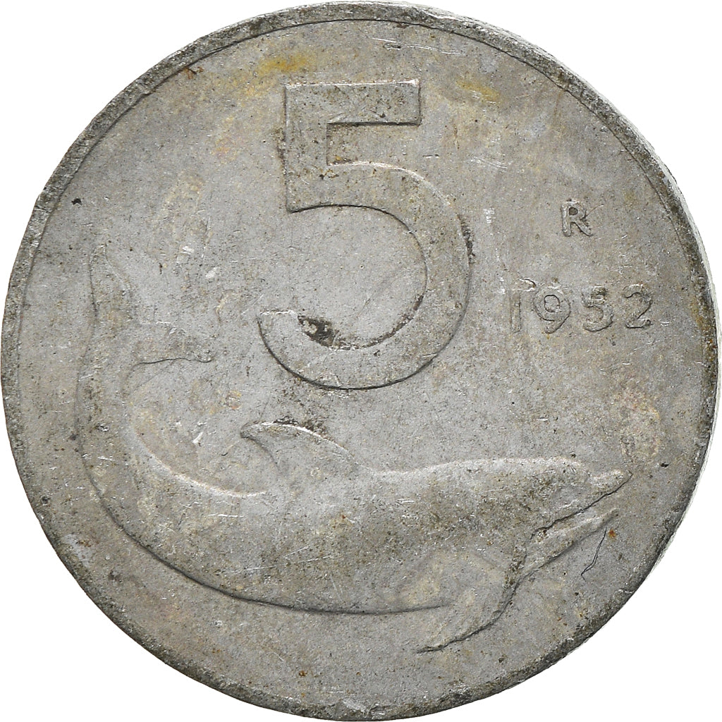 Moeda, Itália, 5 Lire, 1952