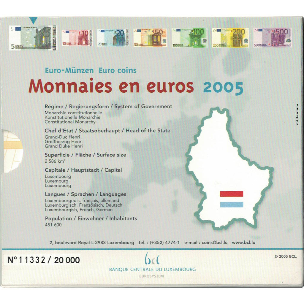 Luxembourg, Euro Set of 9 coins, 2005