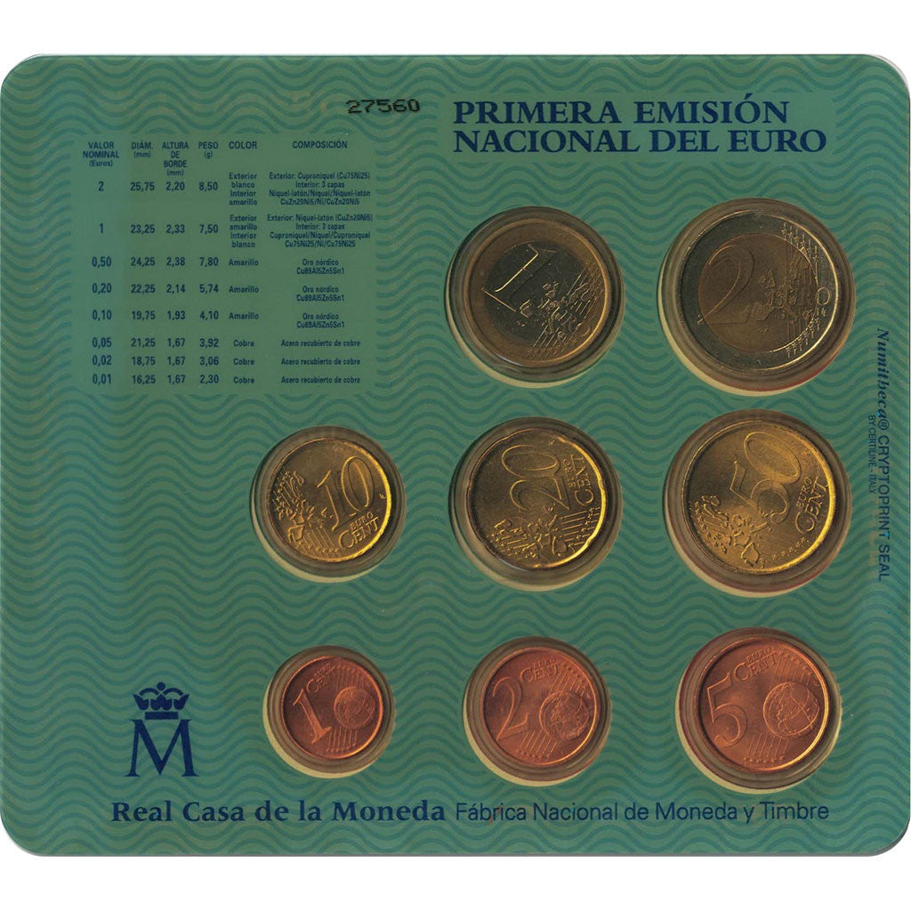 Spain, Euro Set of 8 coins, 1999