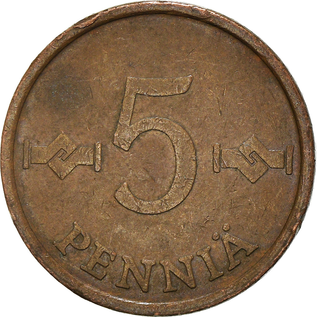 Coin, Finland, 5 Pennia, 1965
