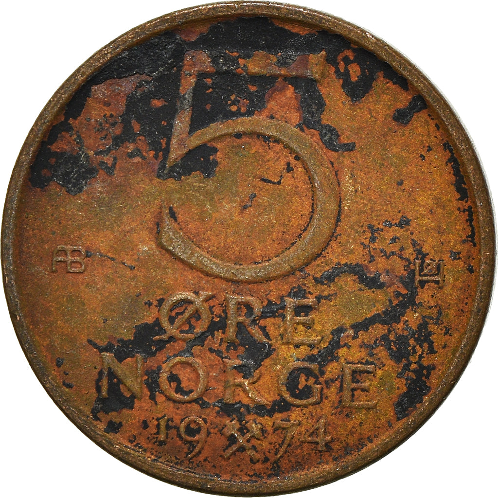 Münze, Norwegen, 5 Öre, 1974