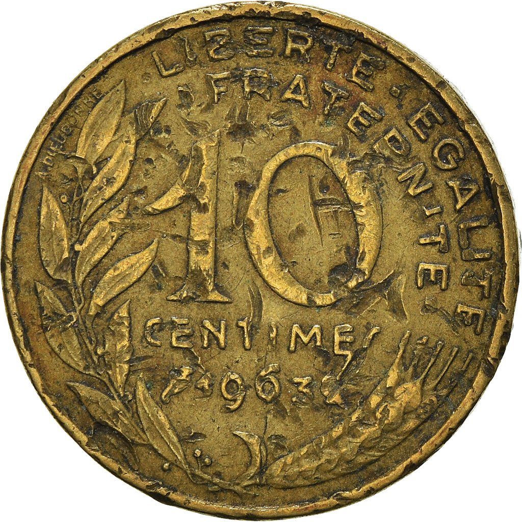 Moneta, Francja, 10 Centimes, 1963