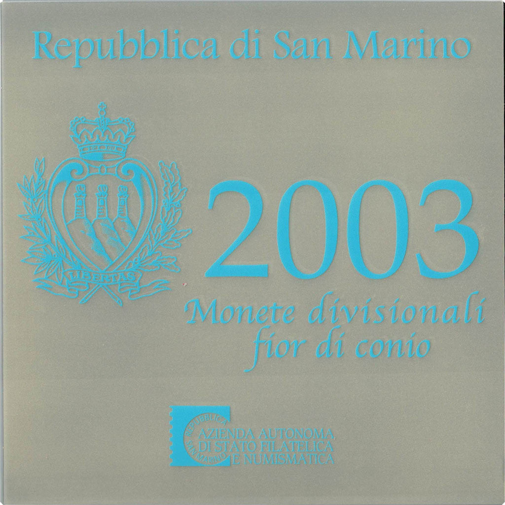 San Marino, Euro Set of 8 coins + 5 Euro Silver, 2003