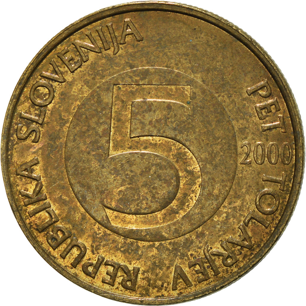 Moneta, Słowenia, 5 Tolarjev, 2000