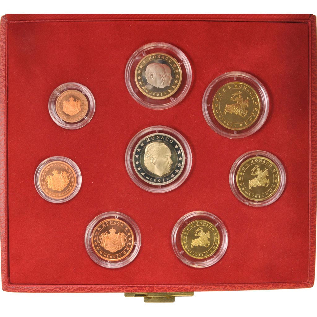 Monaco, Proof Euro Set of 8 coins, 2001