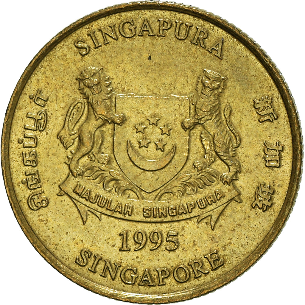 Moeda, Singapura, 5 Cents, 1995