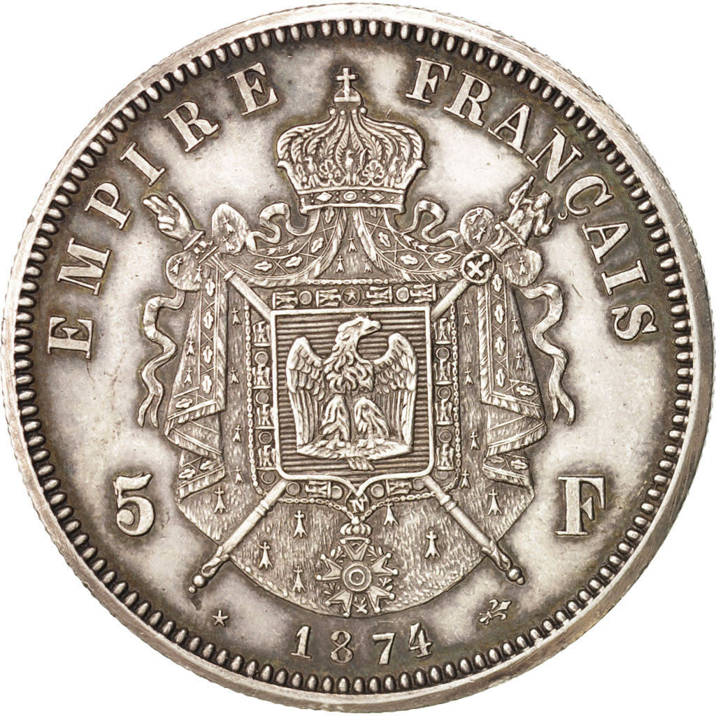 Coin, France, Napoleon IV, 5 Francs, 1874, AU(55-58), Silver, KM:E44.2