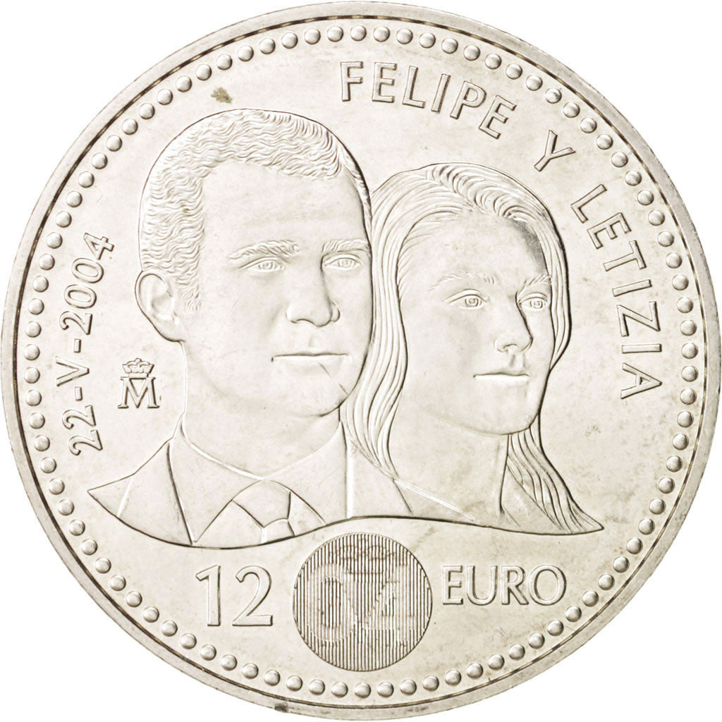 Spain, 12 Euro, 2004, Madrid, KM:1069, MS(63), Silver