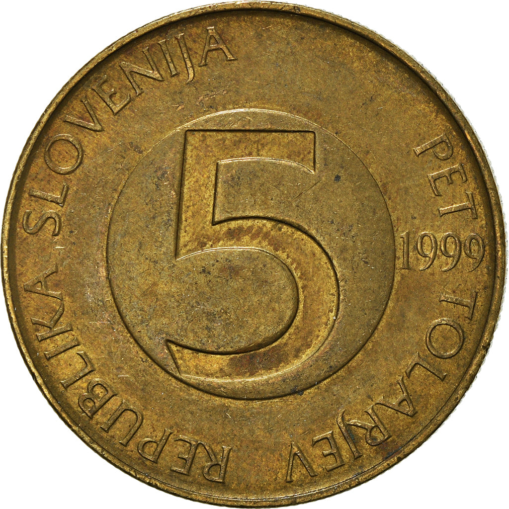 Münze, Slowenien, 5 Tolarjev, 1999