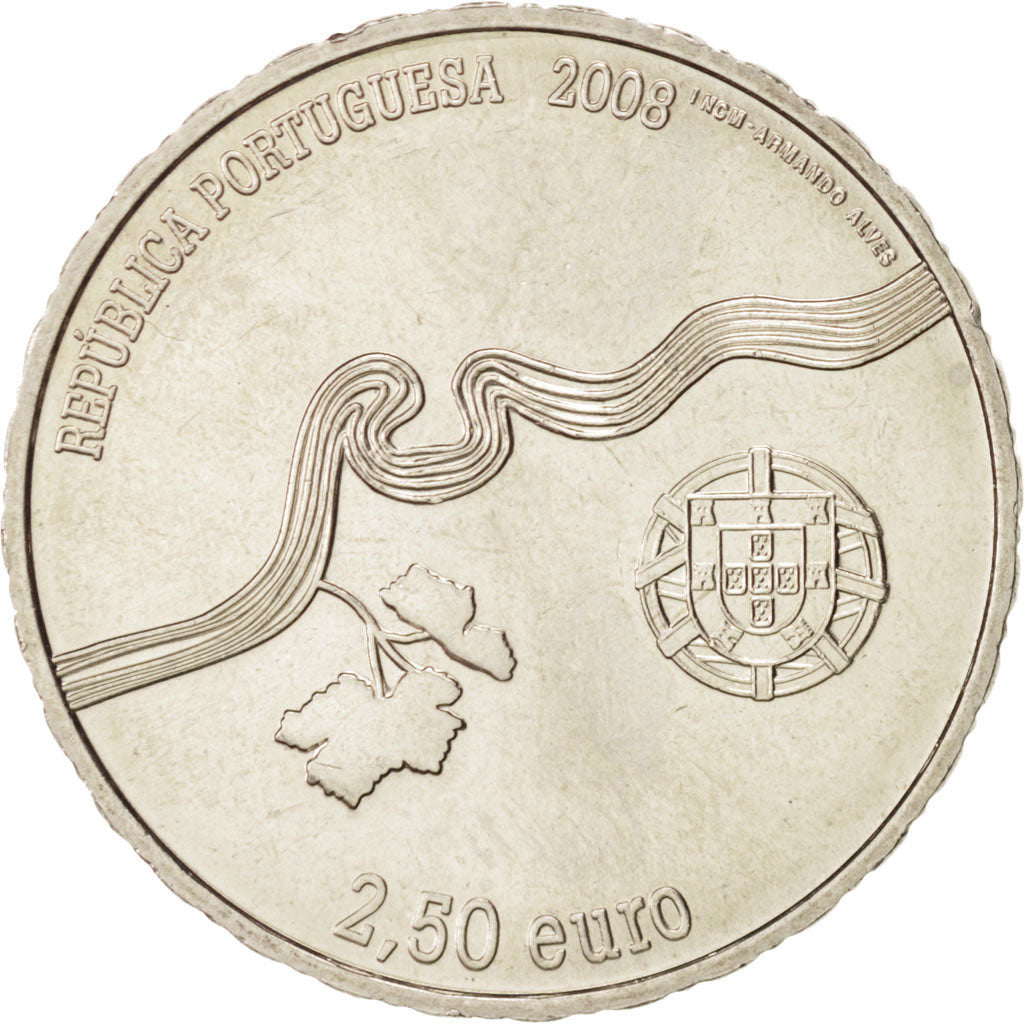 Portugal, 2-1/2 Euro, 2008, MS(63), Copper-nickel, KM:825