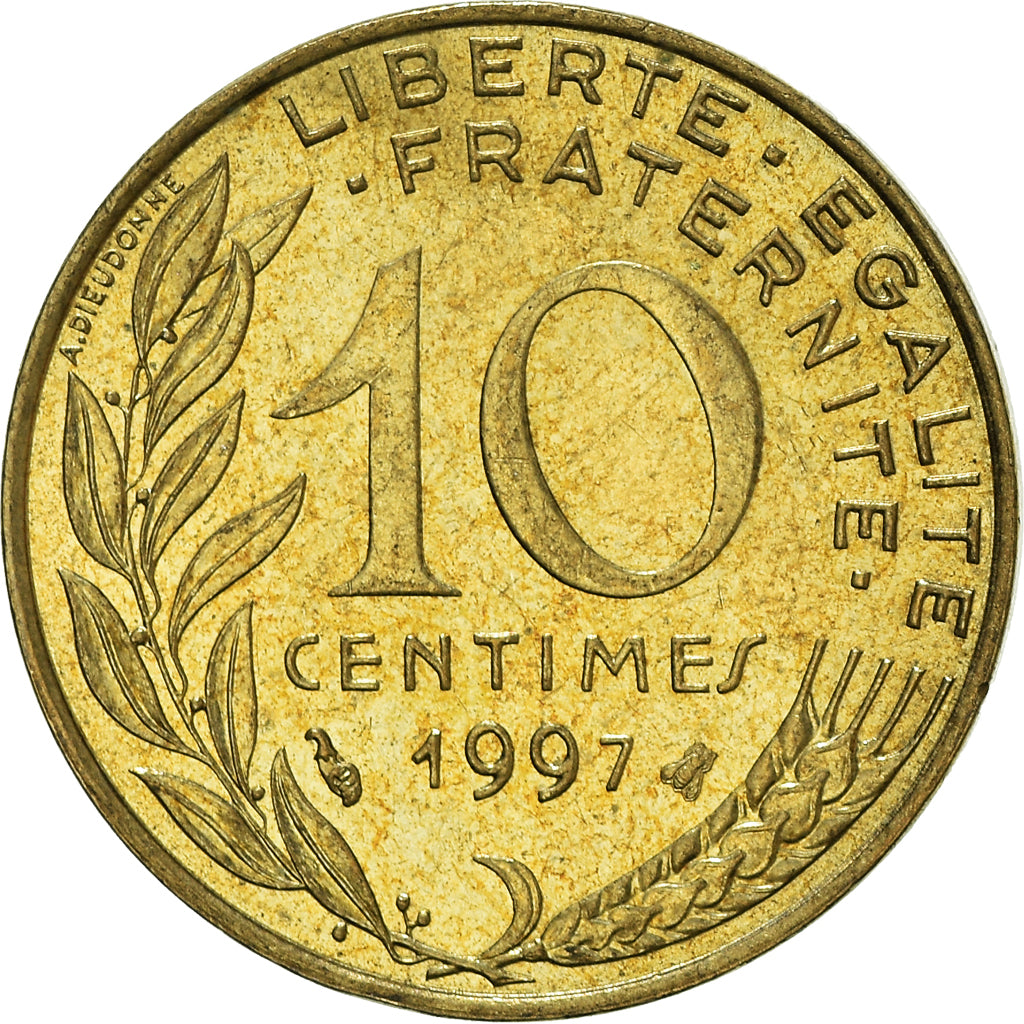 Moeda, França, 10 Centimes, 1997