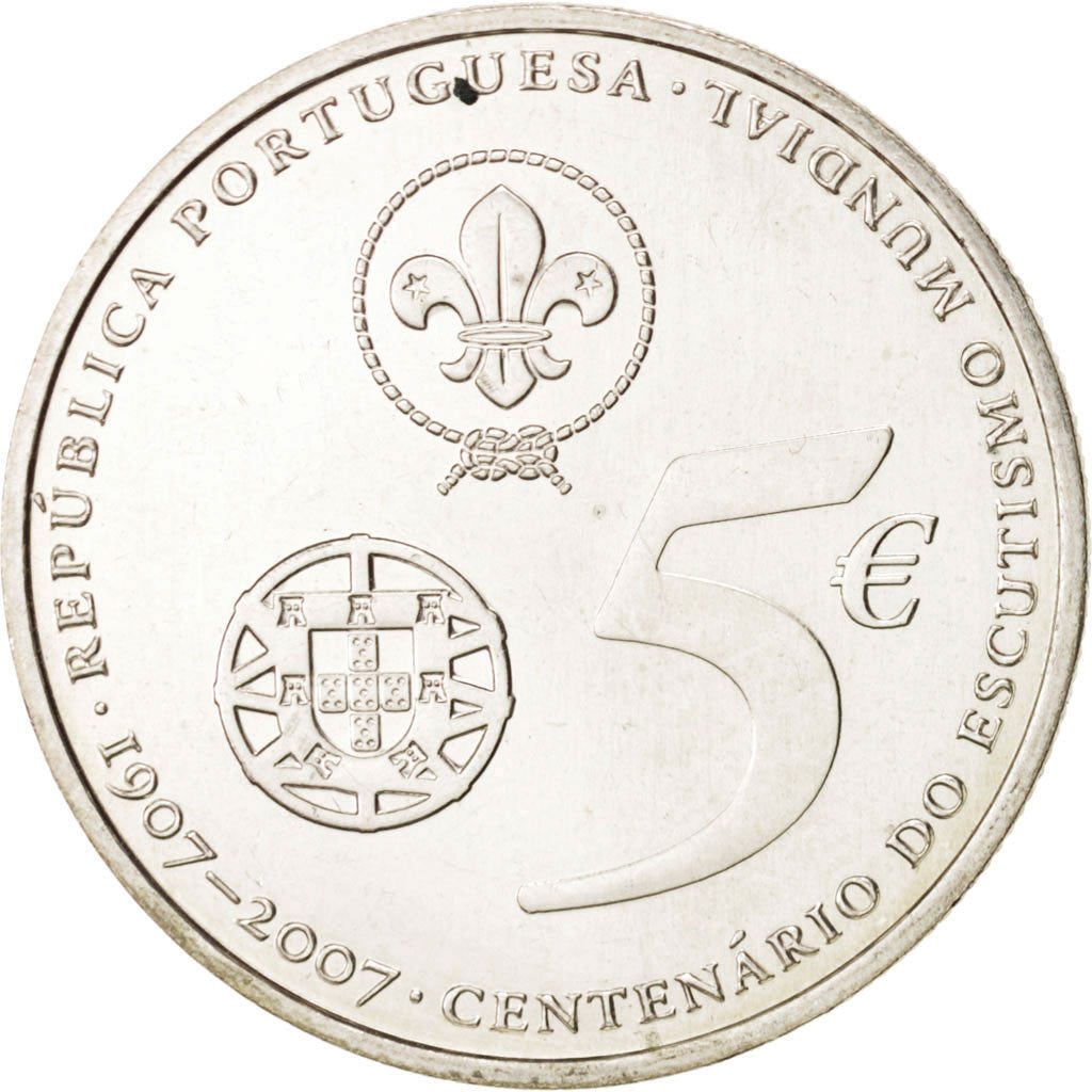 Portugal, 5 Euro, 2007, UNC-, Zilver, KM:770