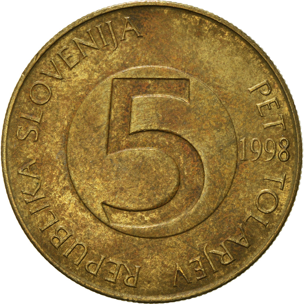 Münze, Slowenien, 5 Tolarjev, 1998