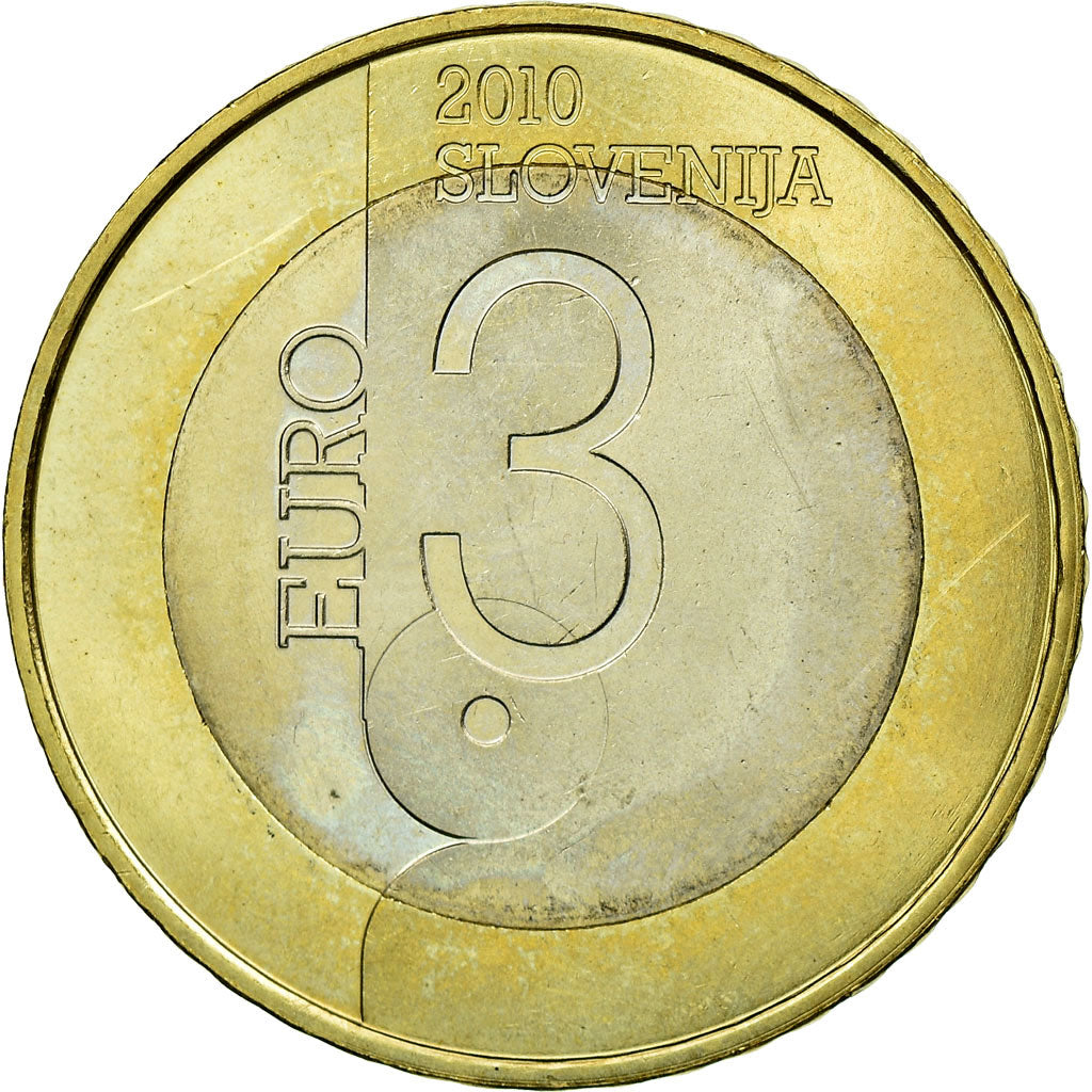 Slovenia, 3 Euro, 2010, MS(63), Bi-Metallic, KM:95