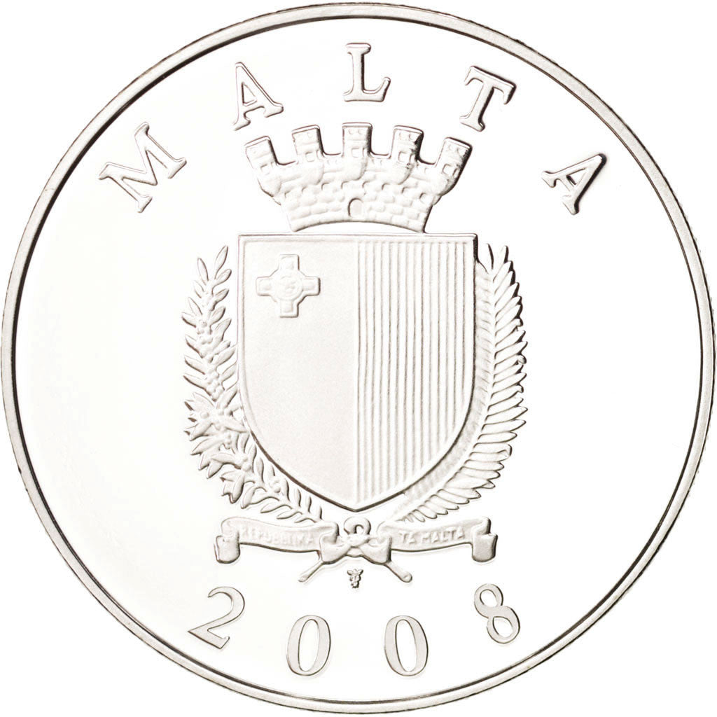 Malta, 10 Euro, 2008, KM:136, MS(63), Silver